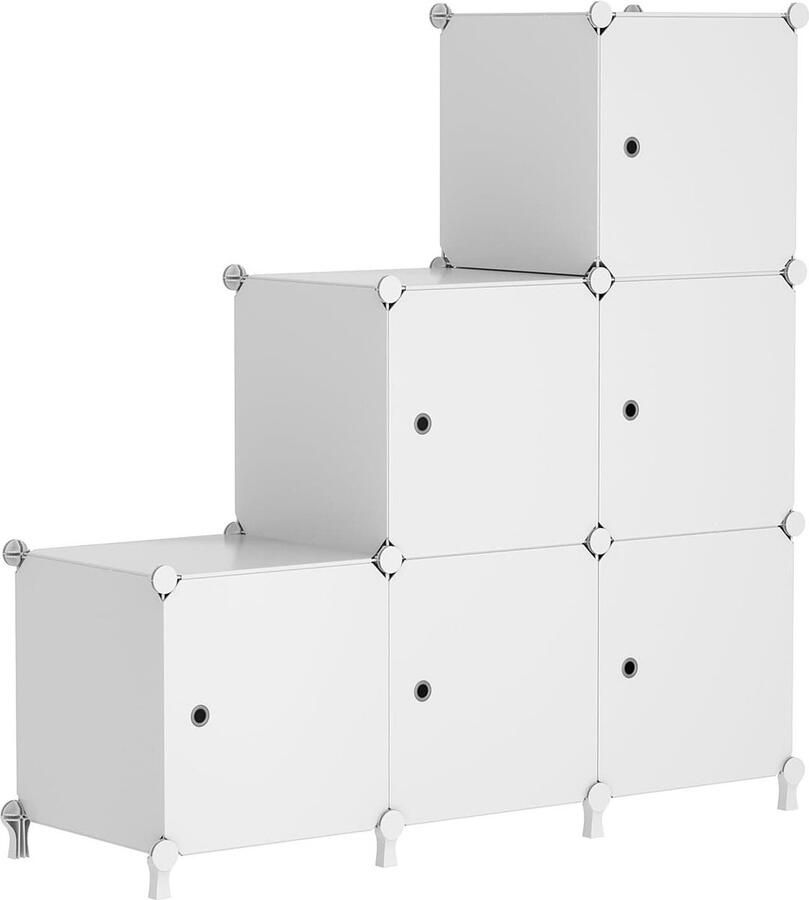 Stapelbare kubusopslag modulaire opbergoplossing 6 kubussen wit kunststof