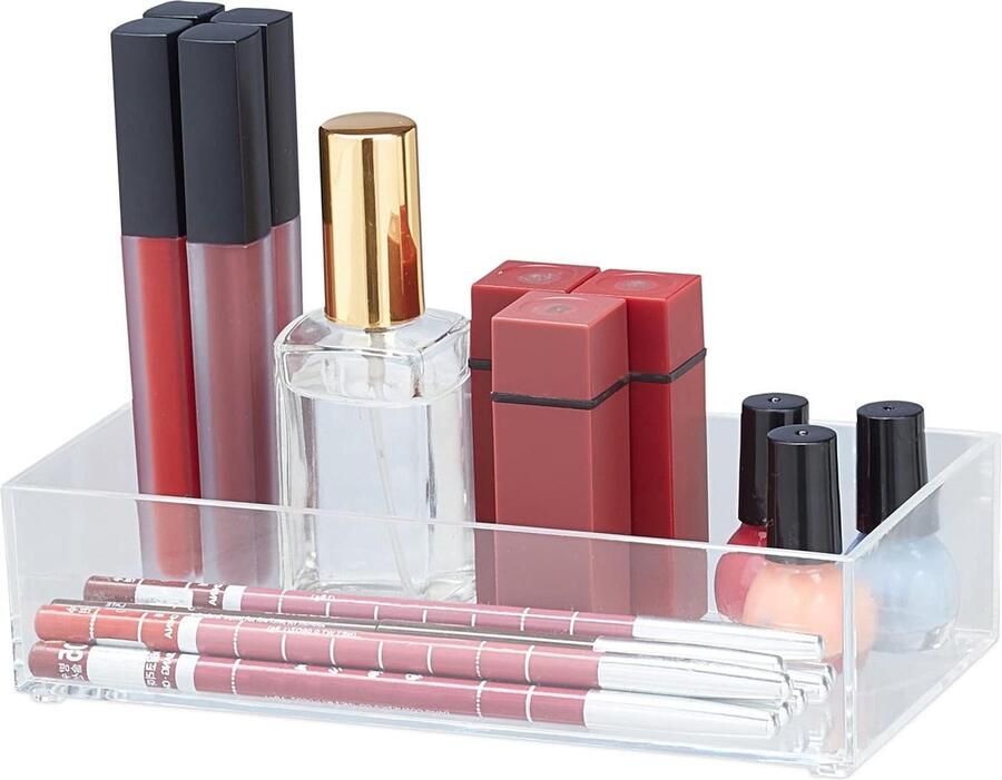 Stapelbare lade organizer voor make-up bureau ladeverdeler van kunststof transparant 5 x 19 x 95 cm