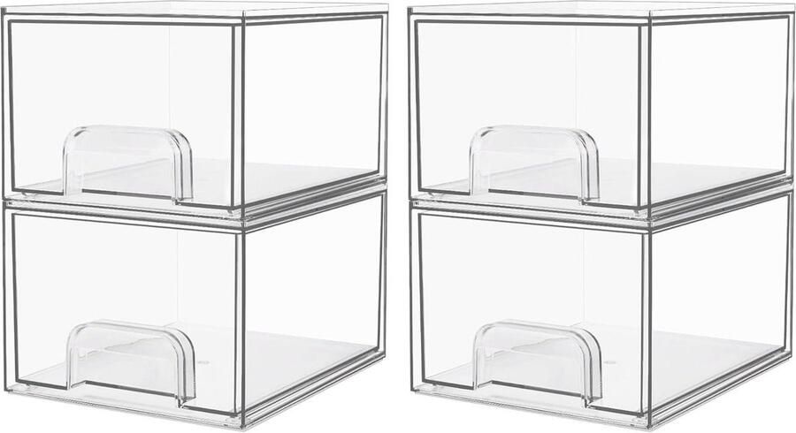 Stapelbare opbergladen acryl organizer 4 stuks transparant acryl