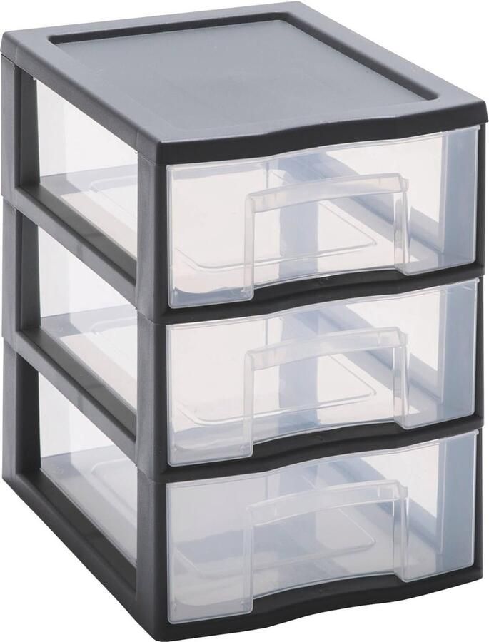 Stapelbare opbergtoren met 3 transparante laden Ideaal voor cosmetica sieraden en accessoires