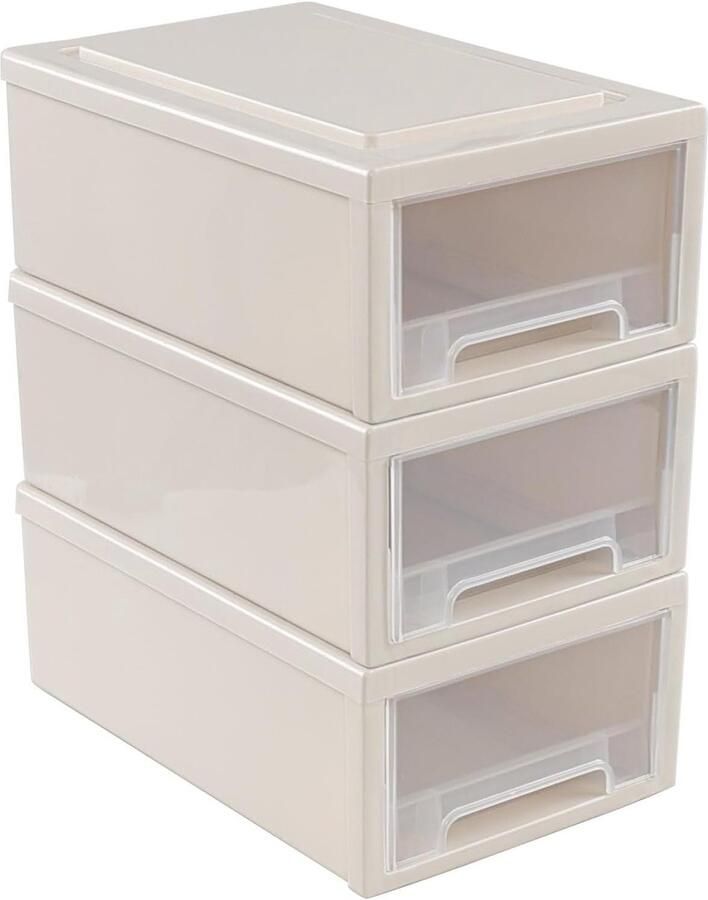 Stapelbare Plastic Opslaglades Set van 3 68 Liter Oymlclivisa