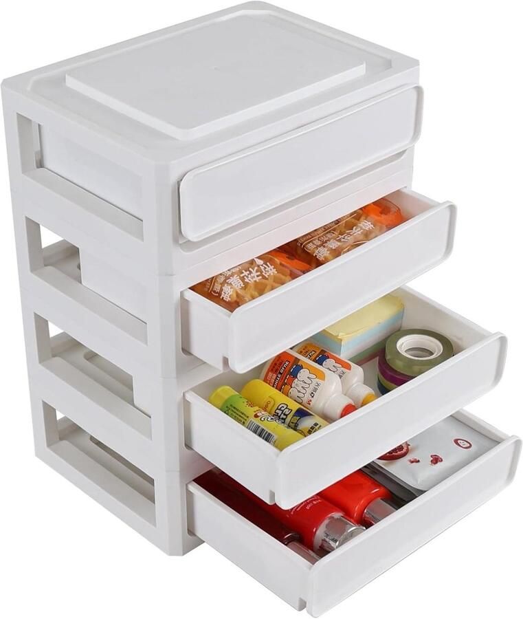 Stapelbare Plastic Opslaglades Set van 4 Wit