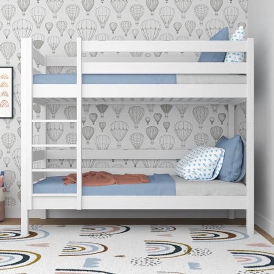 Stapelbed 80x180 cm Houten Hoogslaper met Ladder en 2 Aparte Bedden