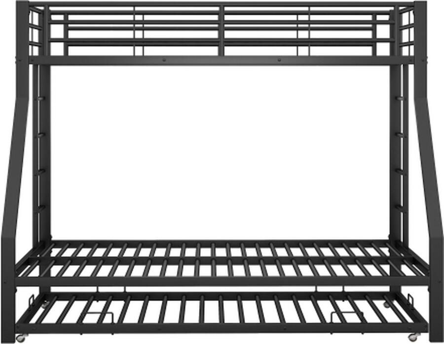 Zonder merk Gotagee Stapelbed 90(140)x200cm Metalen bed (zonder matras) Zwart Kinderbed met uitschuifbed