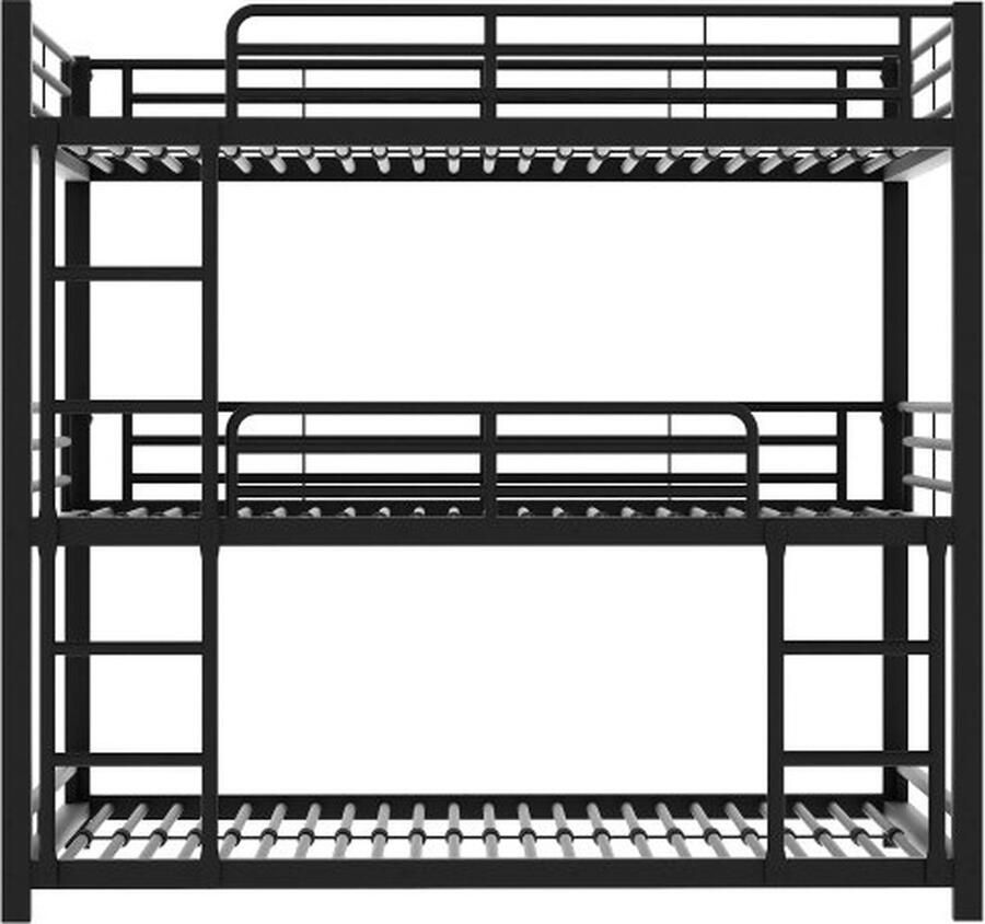 Zonder merk Gotagee Stapelbed 90x200cm Ijzeren bed (zonder matras) Metalen bed Zwart Driedubbel stapelbed