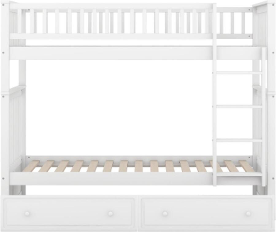 Zonder merk Gotagee Stapelbed 90x200cm kinderbed functioneel bed met lades omvormbare bedden wit