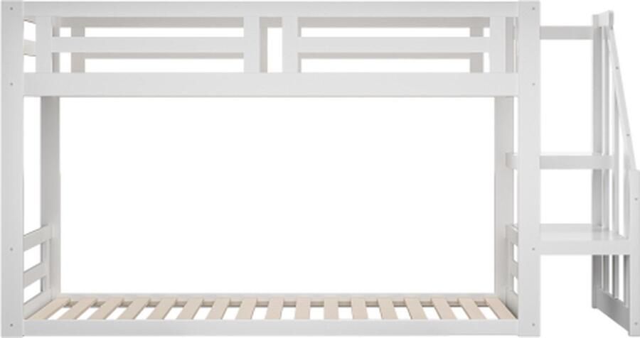 Zonder merk Gotagee Stapelbed 90x200cm Kinderbed Zonder matras Massief houten bed Wit