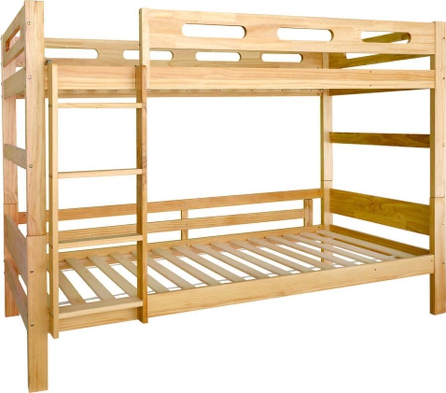 Zonder merk Gotagee Stapelbed 90x200cm Kinderbed zonder matras Natural Grenenhout met houten latten