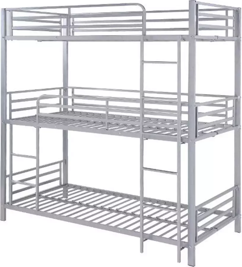 Vente-unique Stapelbed ELOUAN 3 x 90 x 190 cm Grijs L 200 cm x H 205 cm x D 103 cm - Foto 2