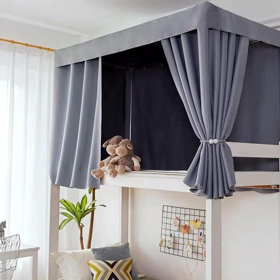 Stapelbed Gordijn voor Slaapkamer Verduisterend en Ademend Eenpersoons Bed Stofdicht Privacy Gordijn Voor Thuis en Studenten Dorm Dikkere Versie met Schaduwfunctie