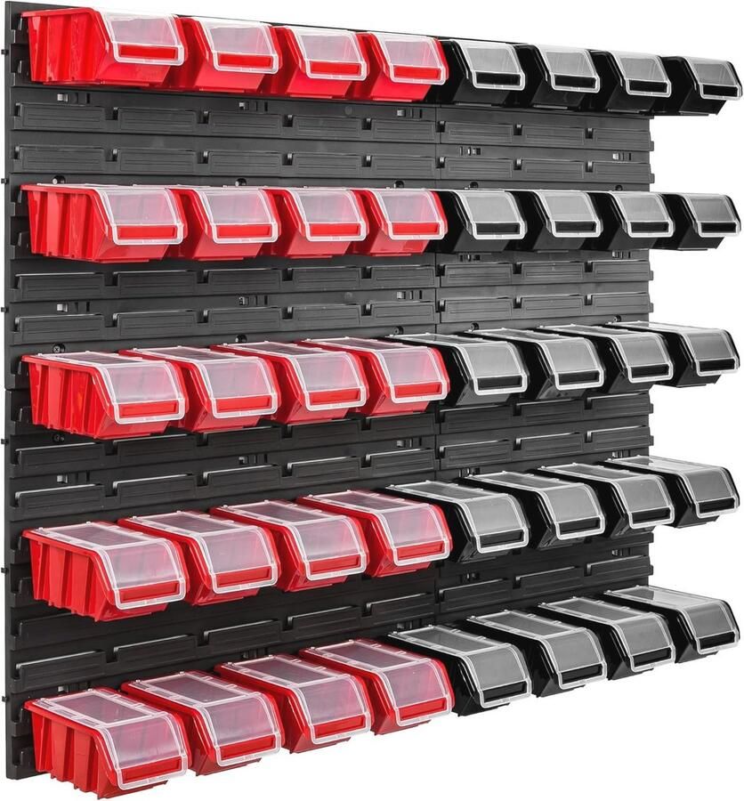 Stapelboxen met Deksels Wandrek voor Gereedschap en Opslag 40 Stuks 96 5 x 78 cm