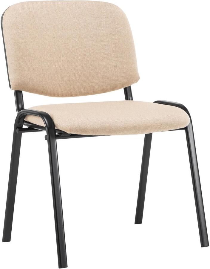 Stapelstoel Conferentiestoel Comfortabele Zitting Duurzaam Stof Zwart Metalen Frame