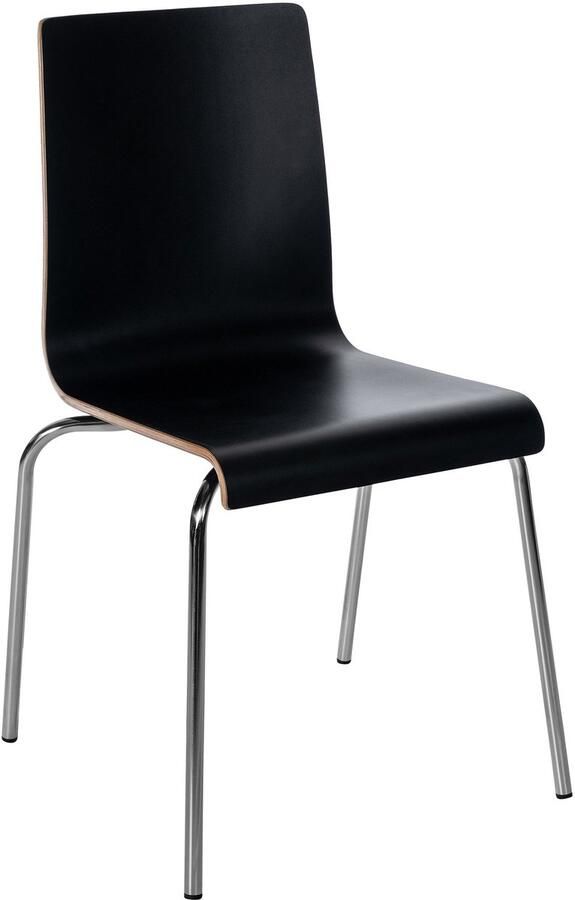 CLP Gahanna Vergaderstoel Bezoekersstoel Stapelstoel met rugleuning Bistrostoel met vloerbeschermers zwart