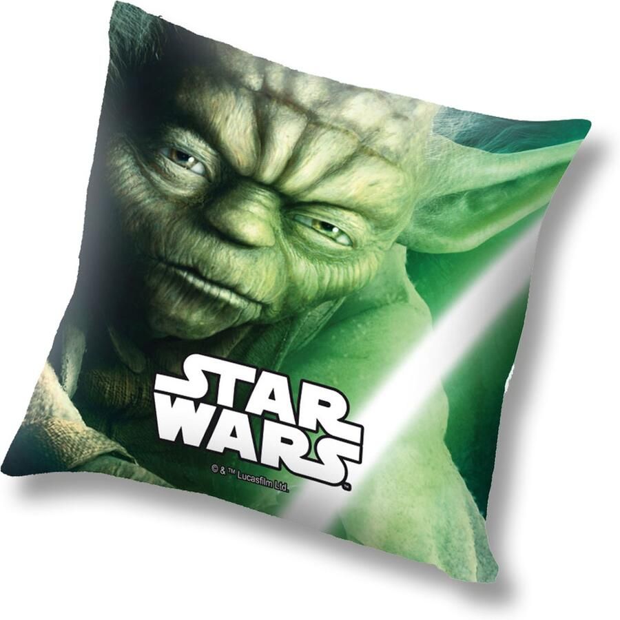 Star Wars Kussen Yoda Junior 40 X 40 Cm Polyester Groen- Deco- Slapen- Bed- Kamer- Decoratie- Sierkussen