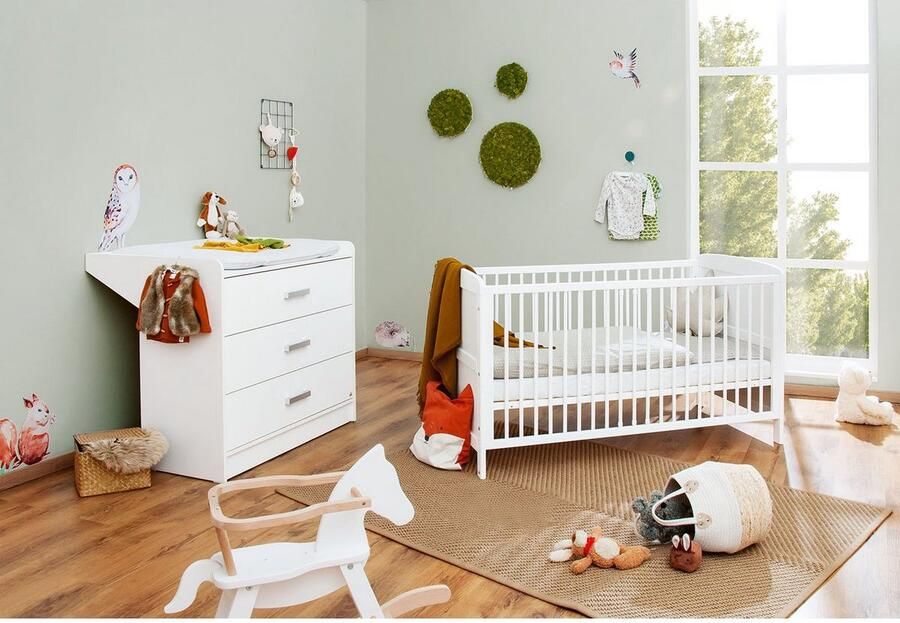 Rootz Living Rootz Starterset Viktoria Kinderbedje Kinderkamerset Massief grenenhout Om te bouwen tot juniorbed Kinderbed: 144 cm x 76 cm x 83 cm Eenheid: 100 cm x 75 cm x 90 cm