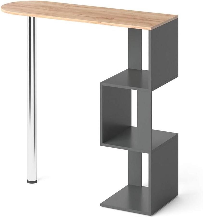 Statafel Antraciet met Eiken Hout Look 113 x 40 cm