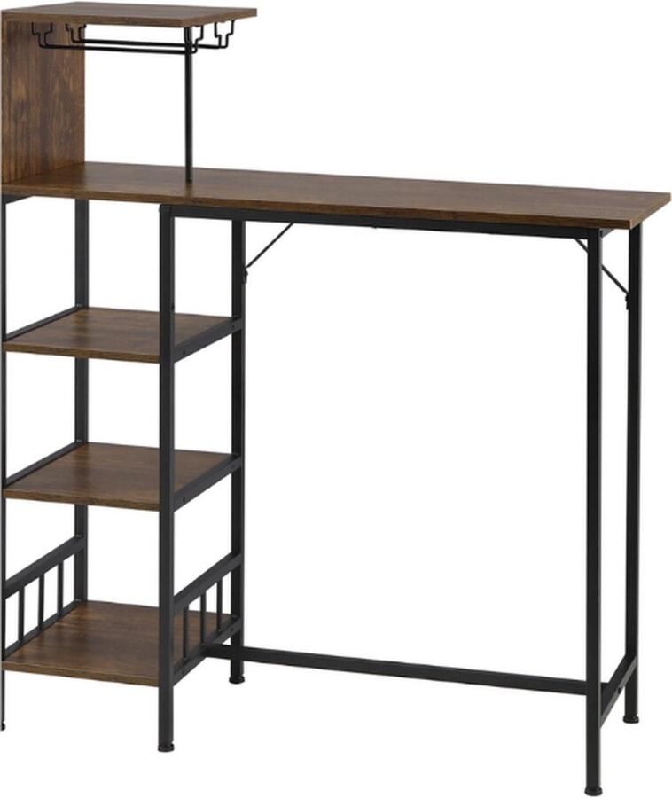 Statafel Bartafel Keuken Staantafel Keukeneiland Wijnrek Barkast Stapelbaar- Wijnkast Staand Barmeubel Voor Binnen & Buiten 130x38x117 Cm Bruin