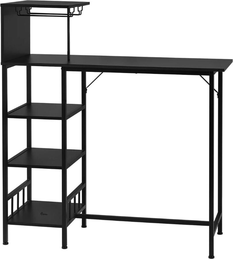 Statafel Bartafel Keuken Staantafel Keukeneiland Wijnrek Barkast Stapelbaar- Wijnkast Staand Barmeubel Voor Binnen & Buiten 110x125x40 Cm Zwart