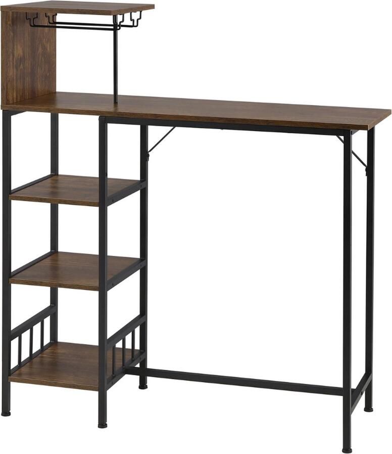 Statafel Bartafel Keuken Staantafel Keukeneiland Wijnrek Barkast Stapelbaar- Wijnkast Staand Barmeubel Voor Binnen & Buiten 130x38x117 Cm Bruin