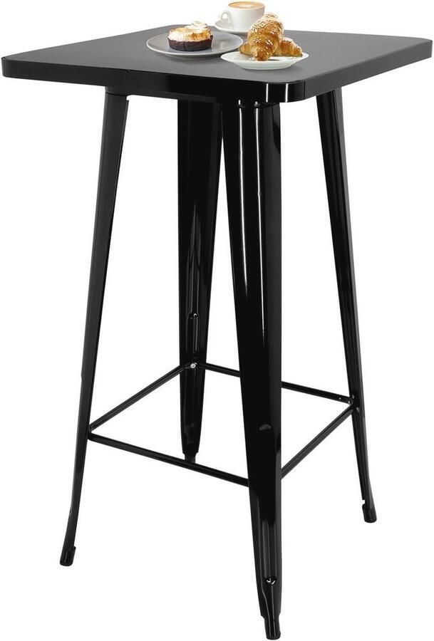 Statafel Hoog 103 5 cm Industrieel Design Metaal Zwart met Voetsteun