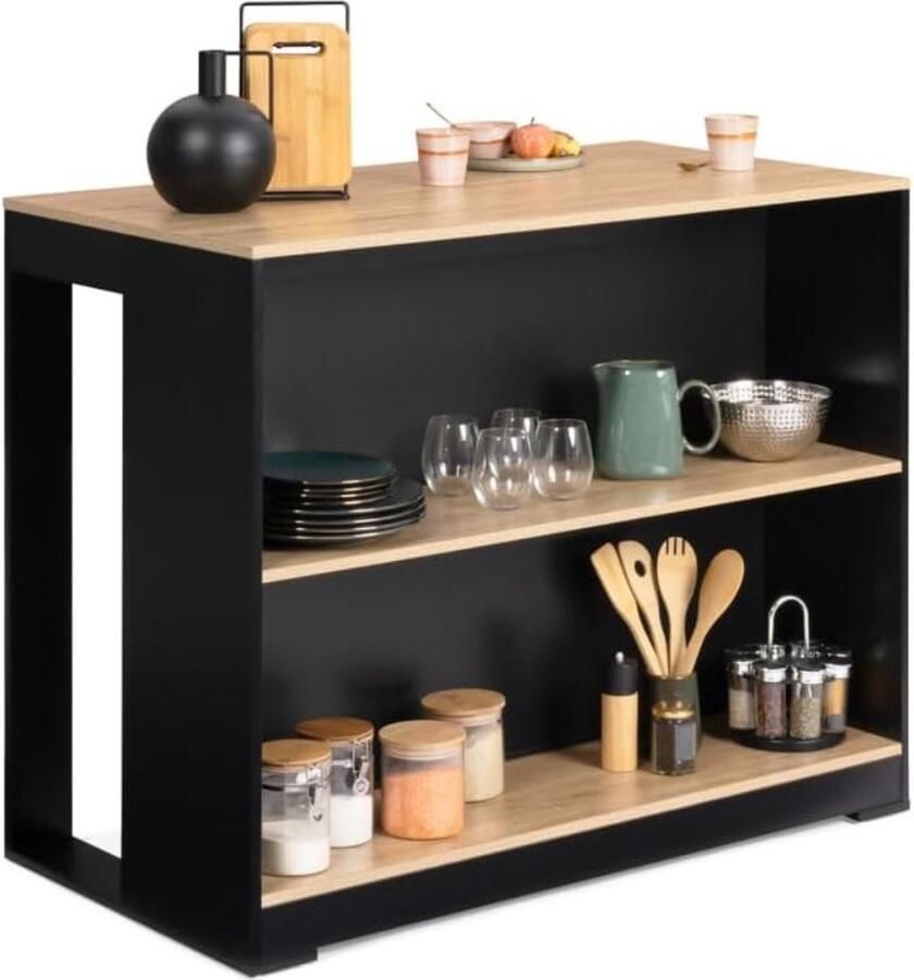 Statafel Keukeneiland Staantafel Keuken Bartafel Barkast Stapelbaar Voor Binnen & Buiten 60x113x90 Cm Zwart