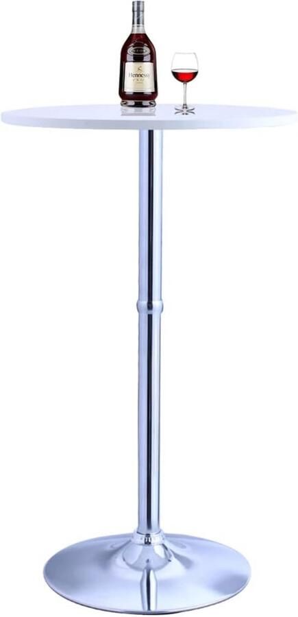 Statafel MDF bartafel rond 60 cm bistrotafel hoge tafel met stalen frame voor keuken woonkamer balkon tuin wit