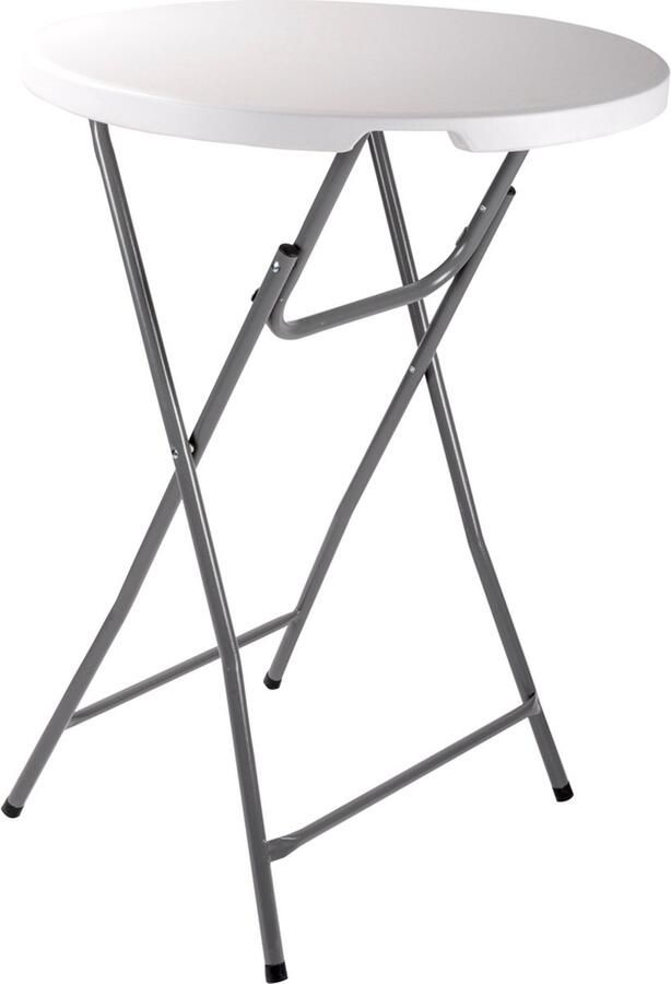 Statafel met Antislip Poten Inklapbare Bartafel met 50 KG Draaggewicht Partytafel met Stalen Frame Staantafel ⌀ 80 x 110 cm Wit