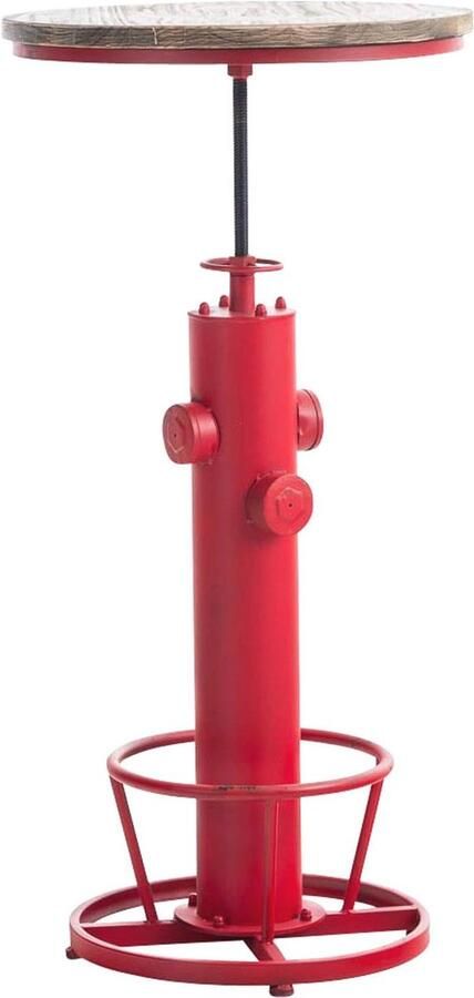 Statafel met Voetensteun Verstelbare Bartafel van Metaal en Grenenhout Industrieel Design Rood