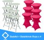 Statafel x 6 + Roze Statafelrok x 6 – 80 cm Dia x 110 cm hoog – Cocktailtafel – Hoge staan tafel – Breed Blad – Inclusief Roze Statafelhoes – Staantafelrok Stretch Rok - Thumbnail 1