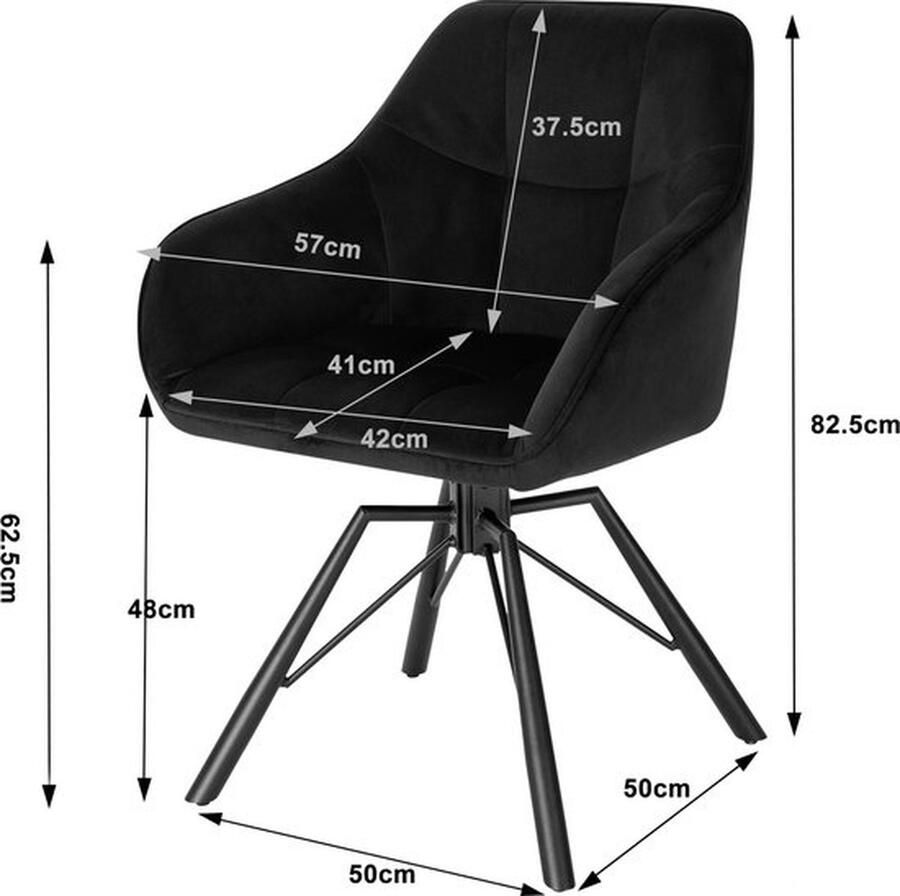 SteeFly Draaibare fluwelen eetkamerstoelen set Lichtbruin Eetkamerstoelen Stoel Stoelen 2st. zithoogte 48cm