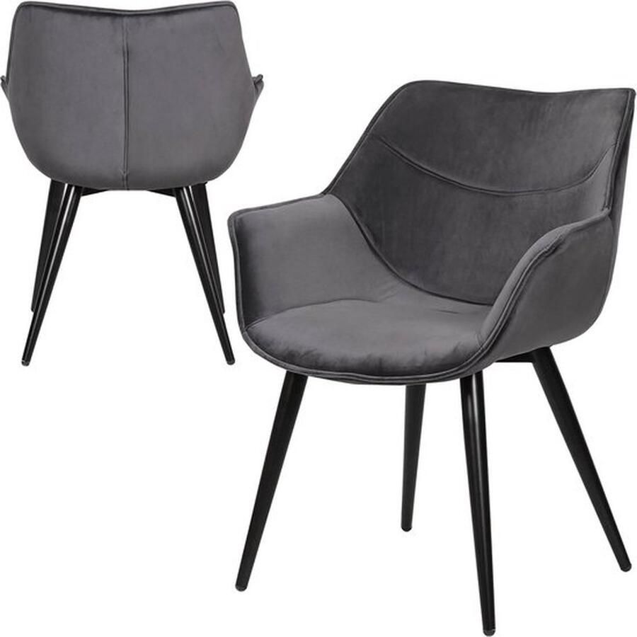SteeFly Luxe gestoffeerde eetkamerstoel- Eetkamerstoel Stoel Stoelen Grijs 1st. zithoogte 44cm