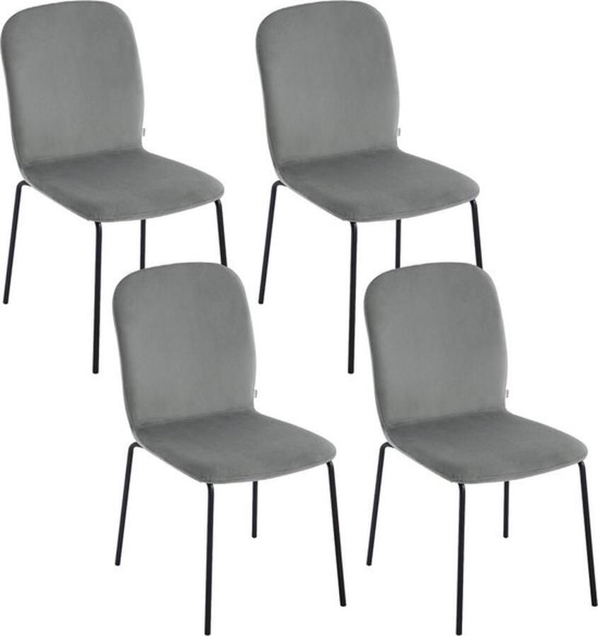 SteeFly Luxe grijze fluwelen eetkamerstoelen set Eetkamerstoelen Stoel Stoelen 4st. zithoogte 46 5cm