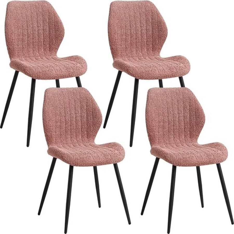 SteeFly Luxe roze stoffen eetkamerstoelen set Eetkamerstoelen Stoel Stoelen 4st. zithoogte 50cm