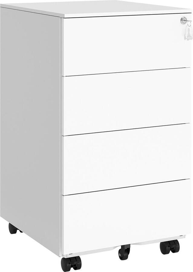 Rootz Living Rootz Steel 4 Drawer Rolling Container Cabinet Organizer Cloud White 45.1 x 39 x 69.3cm 20kg Max Load 15kg Accessory Package Instructions