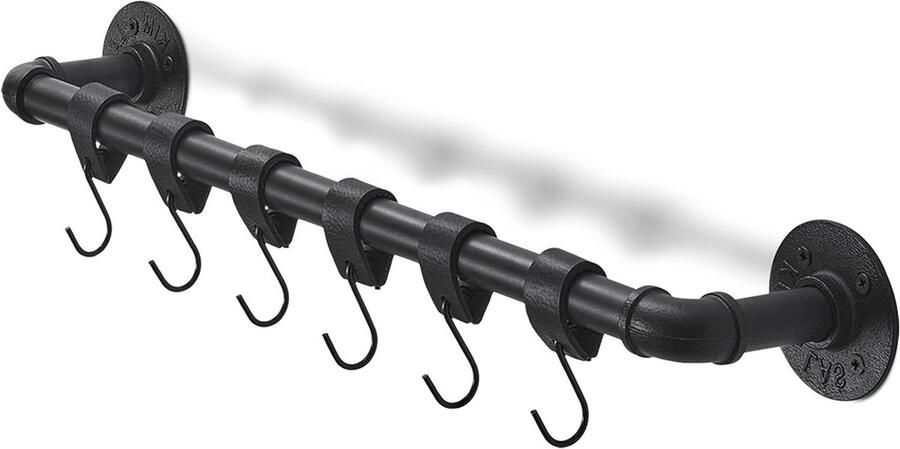 Steigerbuis Kapstok Wandkapstok Handdoekhaak met 6 leren bandjes en S-haken 54 cm zwart industrieel .Is dit wat u in gedachten had?