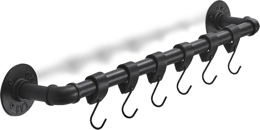 Steigerbuis Kapstok Wandkapstok met Leren Bandjes 54 cm Zwart