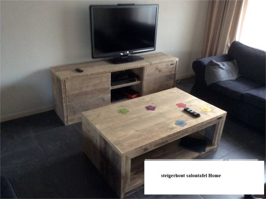 Steigerhouten salontafel Grijs 100x66x40h
