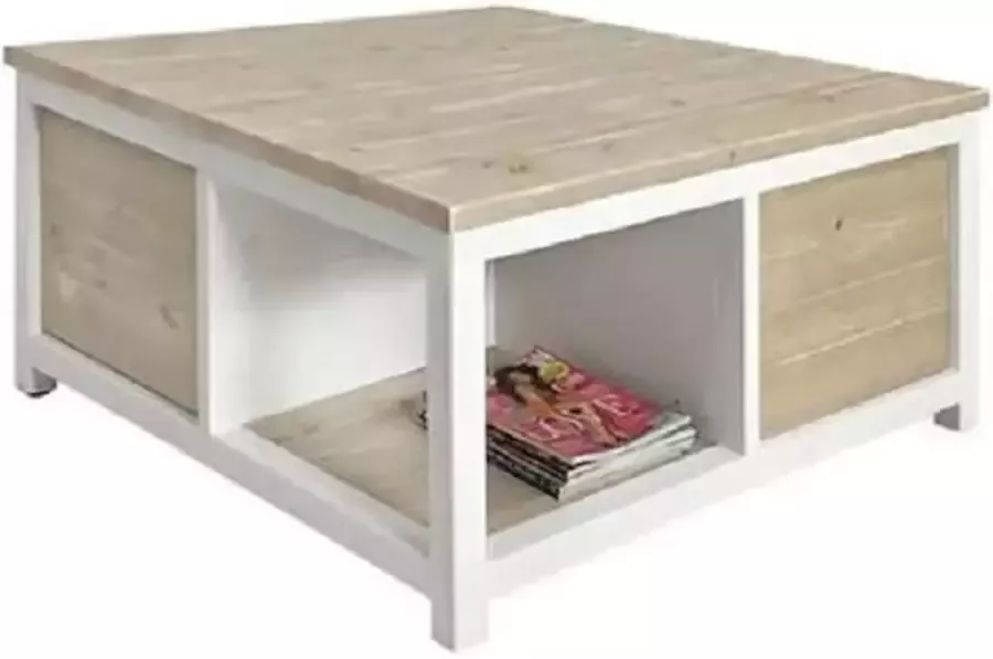 Steigerhouten salontafel Shelby steigerhout wit-bruin 120x70x40h