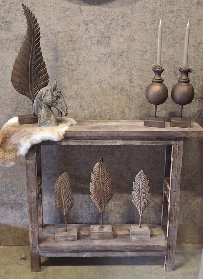 Steigerhouten sidetable Louisana gebrand voor landelijke look. Hal woonkamer slaapkamer