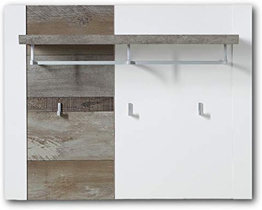 Stella Trading MATEO brede kapstok in wit met drijfhoutlook moderne hoedenrek & betrouwbare muurhaken voor jassen & tassen 90 x 70 x 29 cm (B H D) - Foto 2