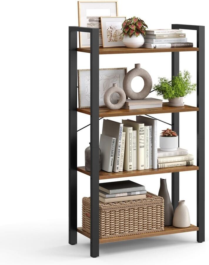 Stellingkast Opbergrek Stellingkast Metaal 4 planken 120x66x30cm Industrieel Vintage