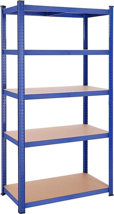 Stellingkast Werkplaats Verstelbaar Zwart Blauw Metaal MDF 200 x 100 x 50 cm