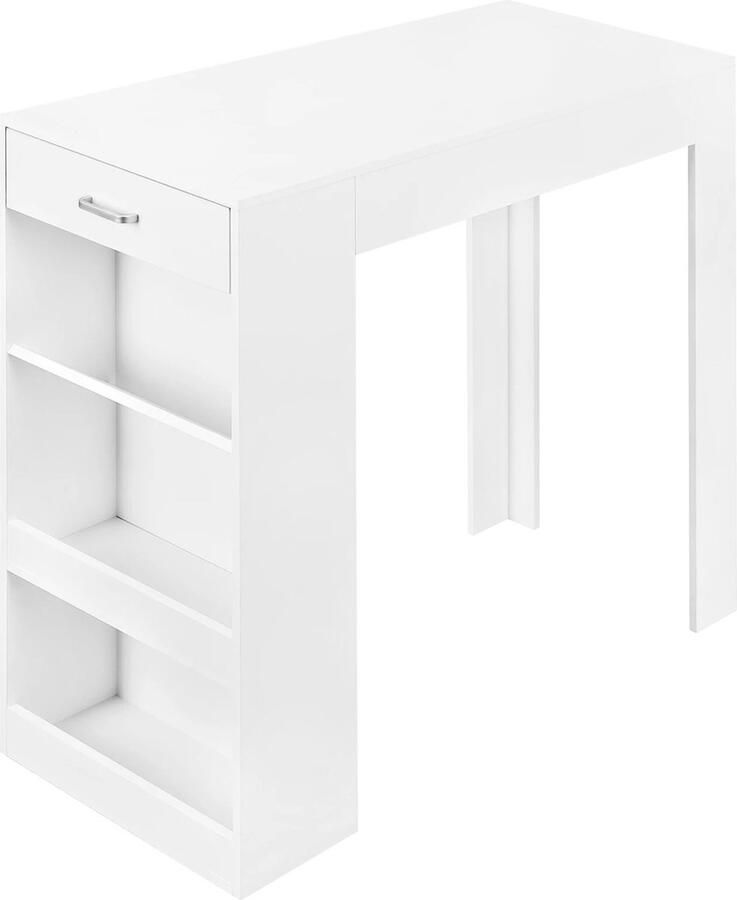 Stemily Bartafel Keuken Bistrotafel 1 Lade 1 schuin wijnrek 2 normale planken tot 120 KG 100 cm x 100 cm x 50 cm