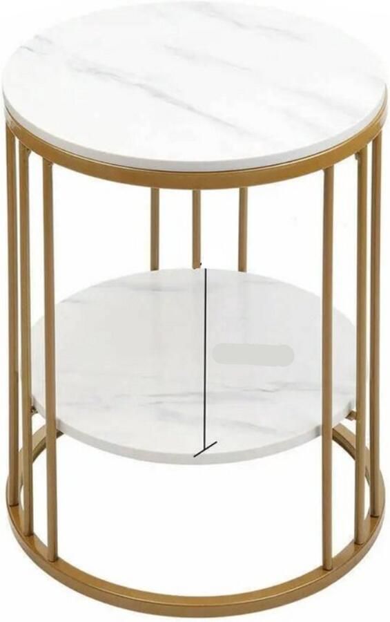 Stemily Bijzettafel Nachtkastje Salontafel Marmer Twee verdiepingen 40 cm x 40 cm x 54 cm Stijlvol en Functioneel