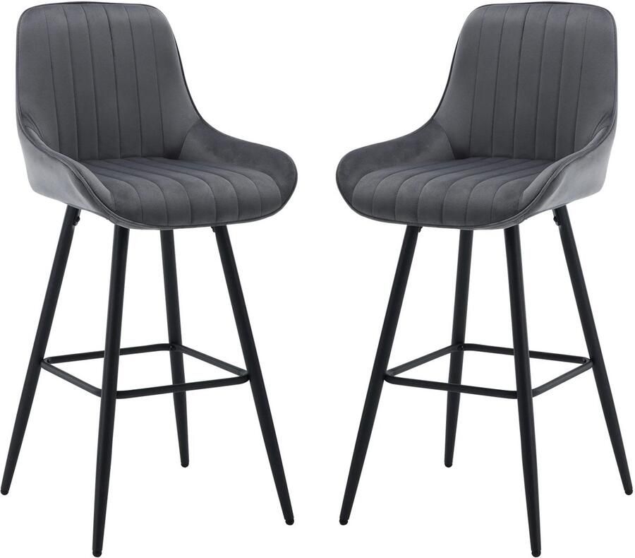 Stemily Designer Barkrukken 2 stuks Rugleuning & Voetsteun Fluwelen Bekleding 120KG Draagkracht 48 5x106x46cm