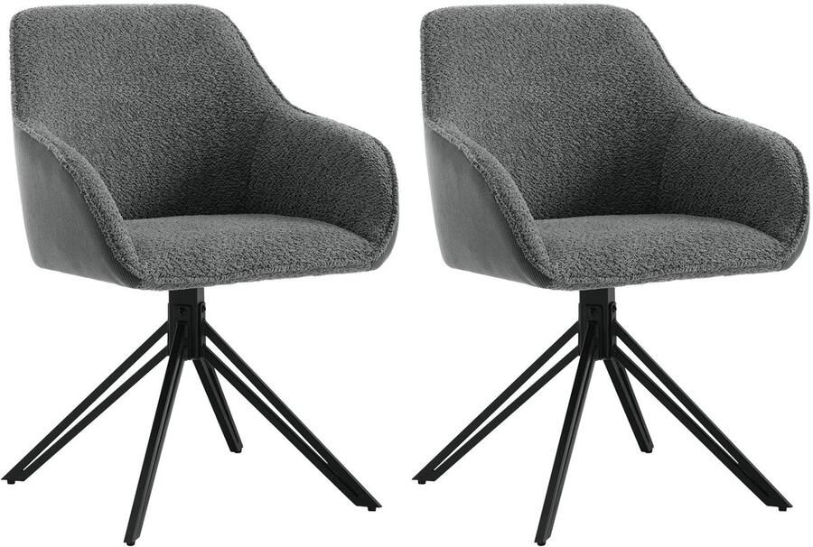 Stemily Eetkamerstoelen Set van 2 Draaibaar Armleuning Badstof & Corduroybekleding tot 150 KG 58 x 53 5 x 82 cm