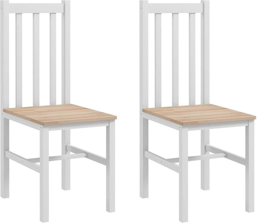 Stemily Eetkamerstoelen Set van 2 Houten Comfortabele Latten Rugleuning 120 KG Draagkracht 38 5 x 47 5 x 99 cm