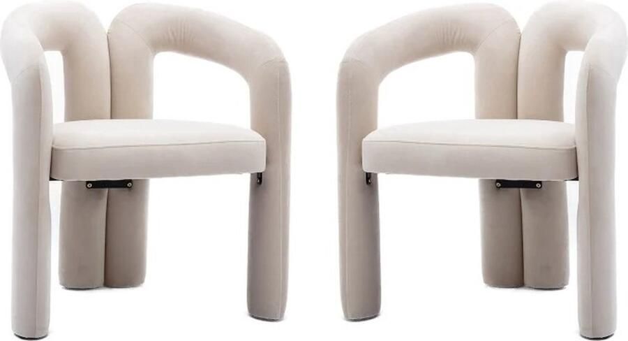 Stemily Eetkamerstoelen Set van 2 Met Armleuning Design Stoel Superzachte Stof 50 cm x 64 cm x 71 cm