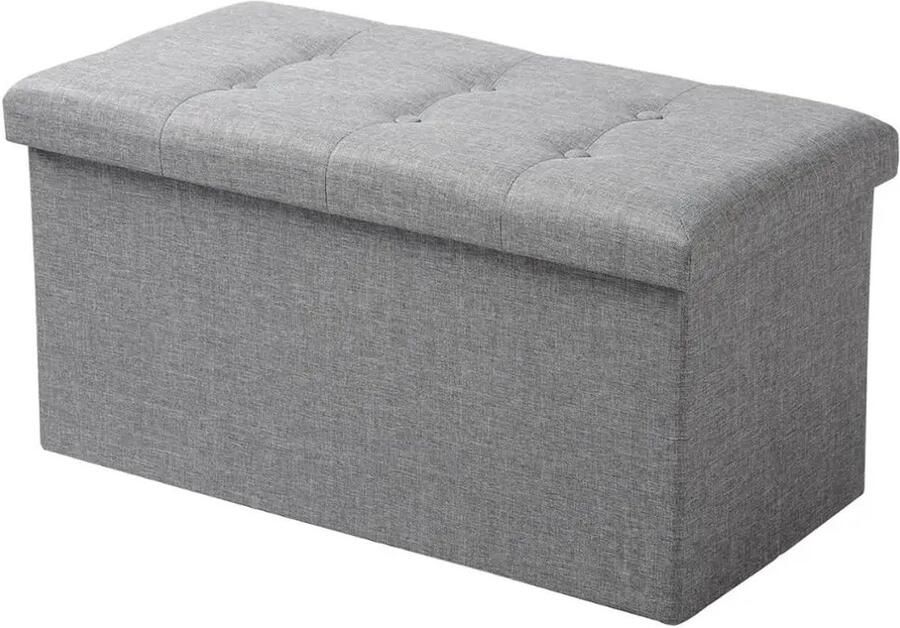 Stemily Opbergpoef Met Deksel 80 L Opvouwbaar Multifunctioneel Linnen 150 KG Draagvermogen 76 x 38 x 38 cm