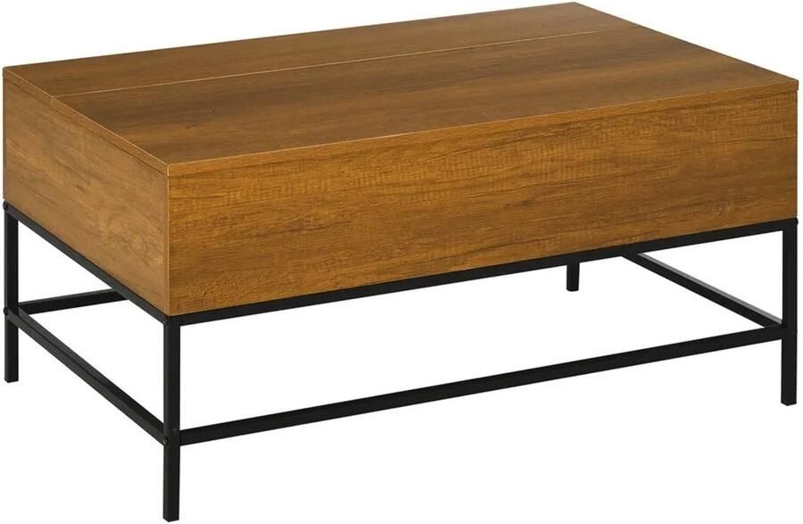 Stemily Salontafel Verhoogbaar 45 5 tot 58 cm Opbergruimte Metalen Poten tot 22.5 KG 90 cm x 60 5 cm x 45 5 cm